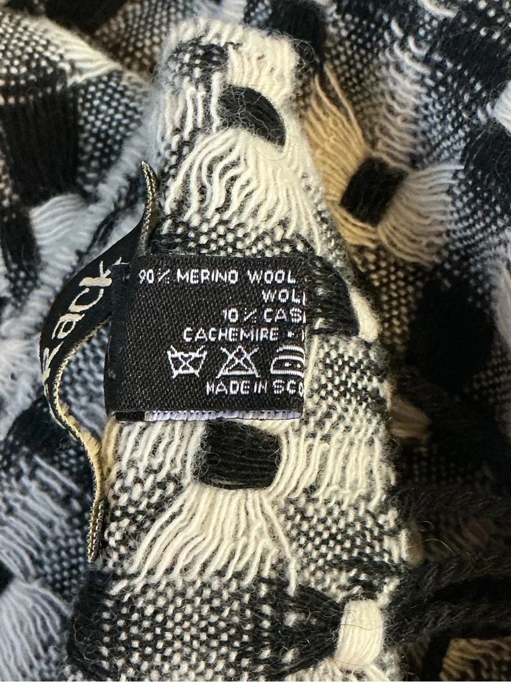 Black & White Unisex Wool Cashmere Scarf-Tie Rack